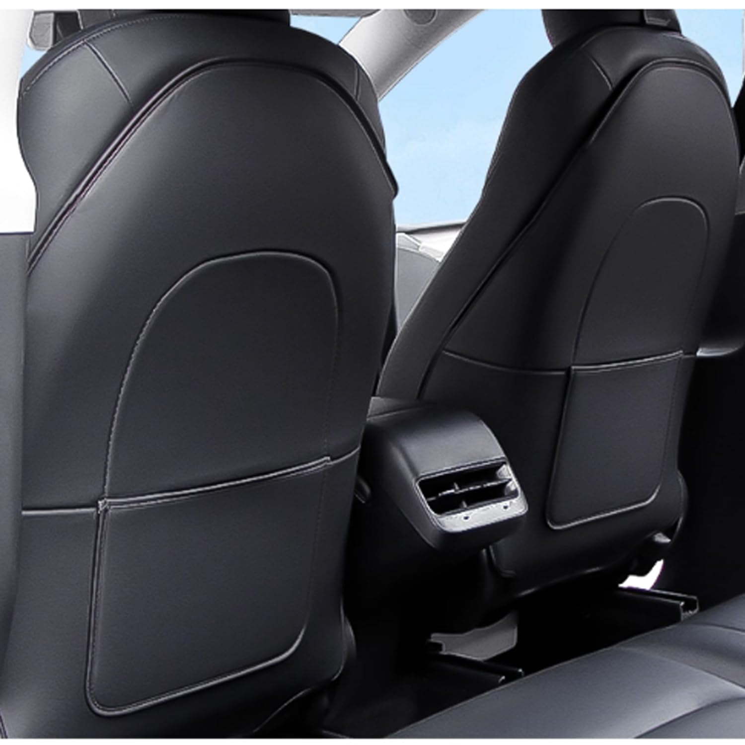 para Tesla Protector de Respaldo de Cuero para Asiento Model Y/3/X/S, Protector de Asiento para Niños Protector de Asiento Respaldo de Asiento para Niños, Negro (Not Fit for Model Y Standard)