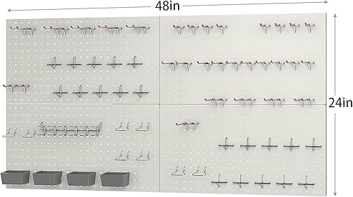 Miniatura 8 de Pegboard Smith Kit de tablero de clavijas de metal negro de 48 x 24 pulgadas para organización de pared con ganchos, contenedores de almacenamiento