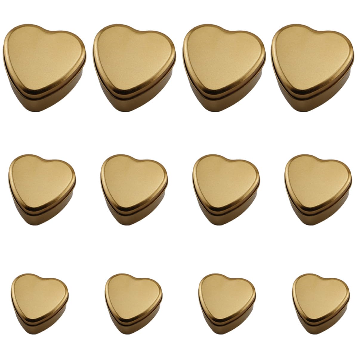 12 Pezzi Scatole in Latta Forma Cuore Oro Portaconfetti Leggere e Portatili per Regalo Nozze e Natale