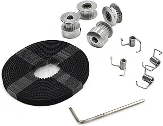 lifcasual 2 Pcs GT2 Roda Polia 20 Dentes Furo 5mm + 2 m GT2 Correia Dentada 6mm de Largura + 2 Pcs Idler + 4 Pcs Tensor Torção Mola + Chave para Impressora 3D Peças Acessórios