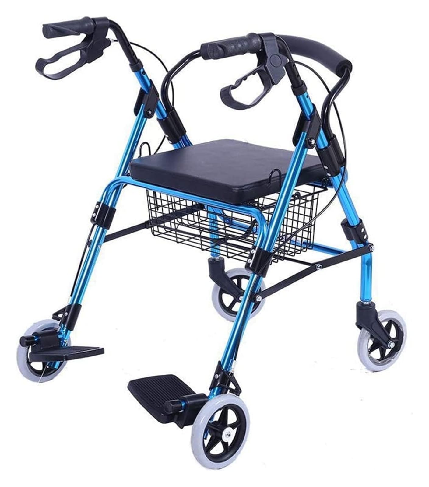 Andador vertical, Andador Rollator, Andador ligero, plegable, ajustable en altura, con asiento y freno, cesta, 4 ruedas, asiento y reposabrazos fáciles de ajustar