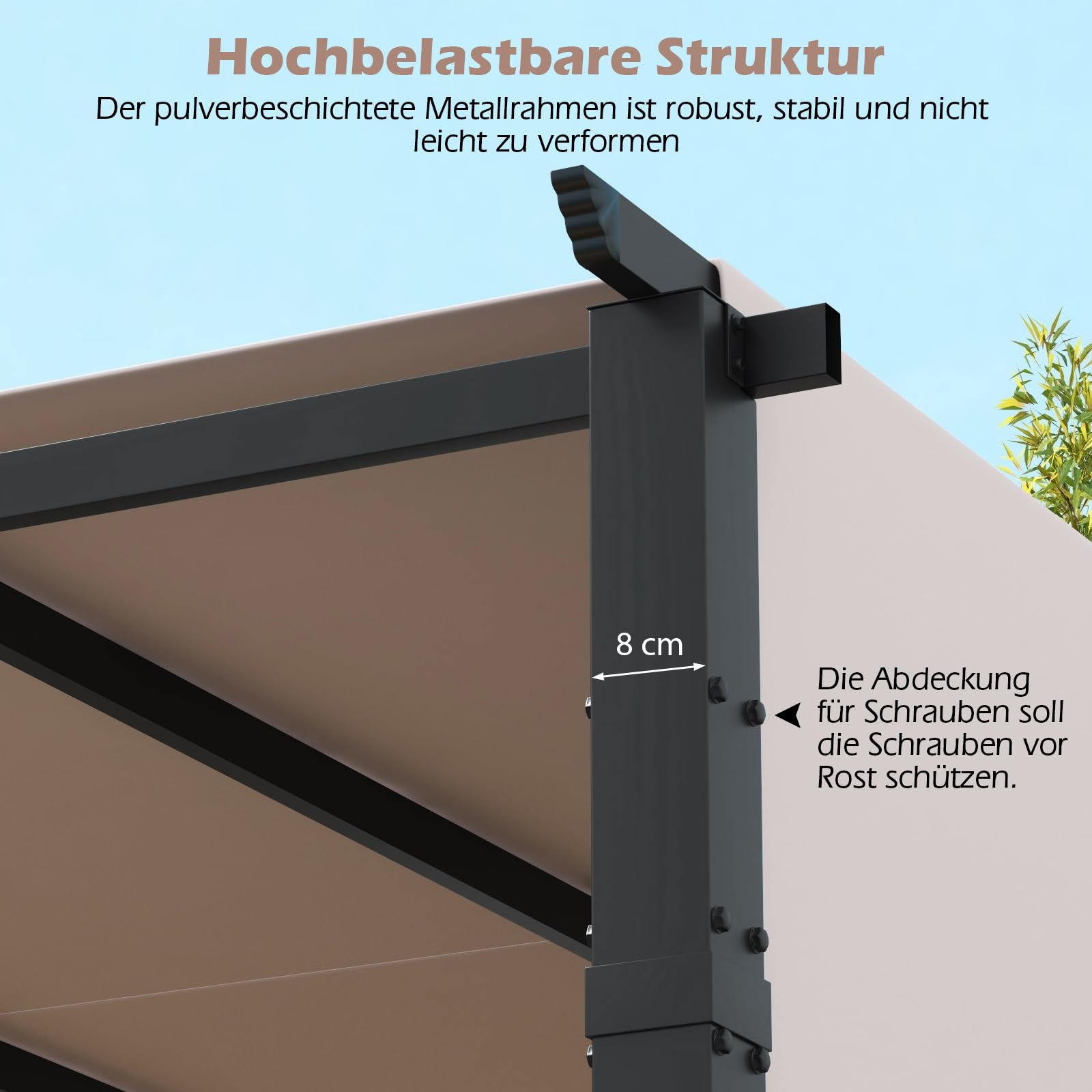 COSTWAY Pergola mit 2 verstellbaren Dächern, 3,05x3,05m Pavillon wasserdicht stabil Winterfest, Gartenpavillon mit robusten Metallsäulen für Terrasse, Garten, Deck (Grau)