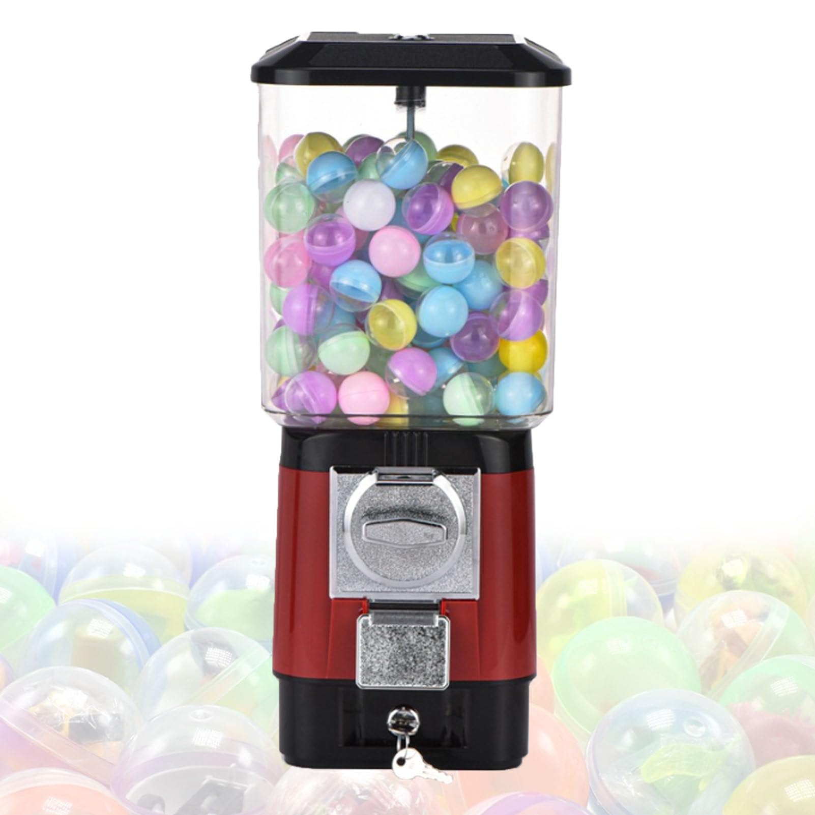 Distributore Automatico di Capsule, 100 Capsule Vuote da 3,2cm, Distributori Automatici di Caramelle con Cassetti, Senza Monete, per Banconi di Negozi al Dettaglio Red