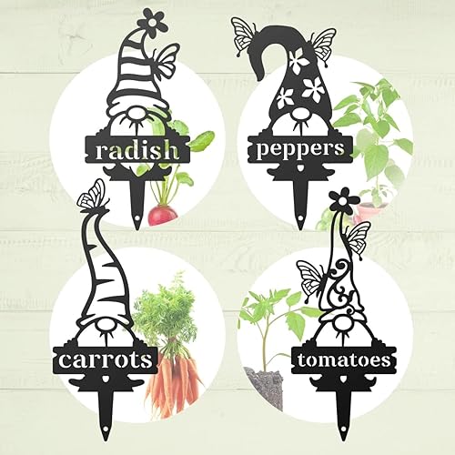 RealSteel, Gnomos de jardín Etiquetas de metal para plantas, vegetales, marcadores de hierbas, al aire libre (Peppers)