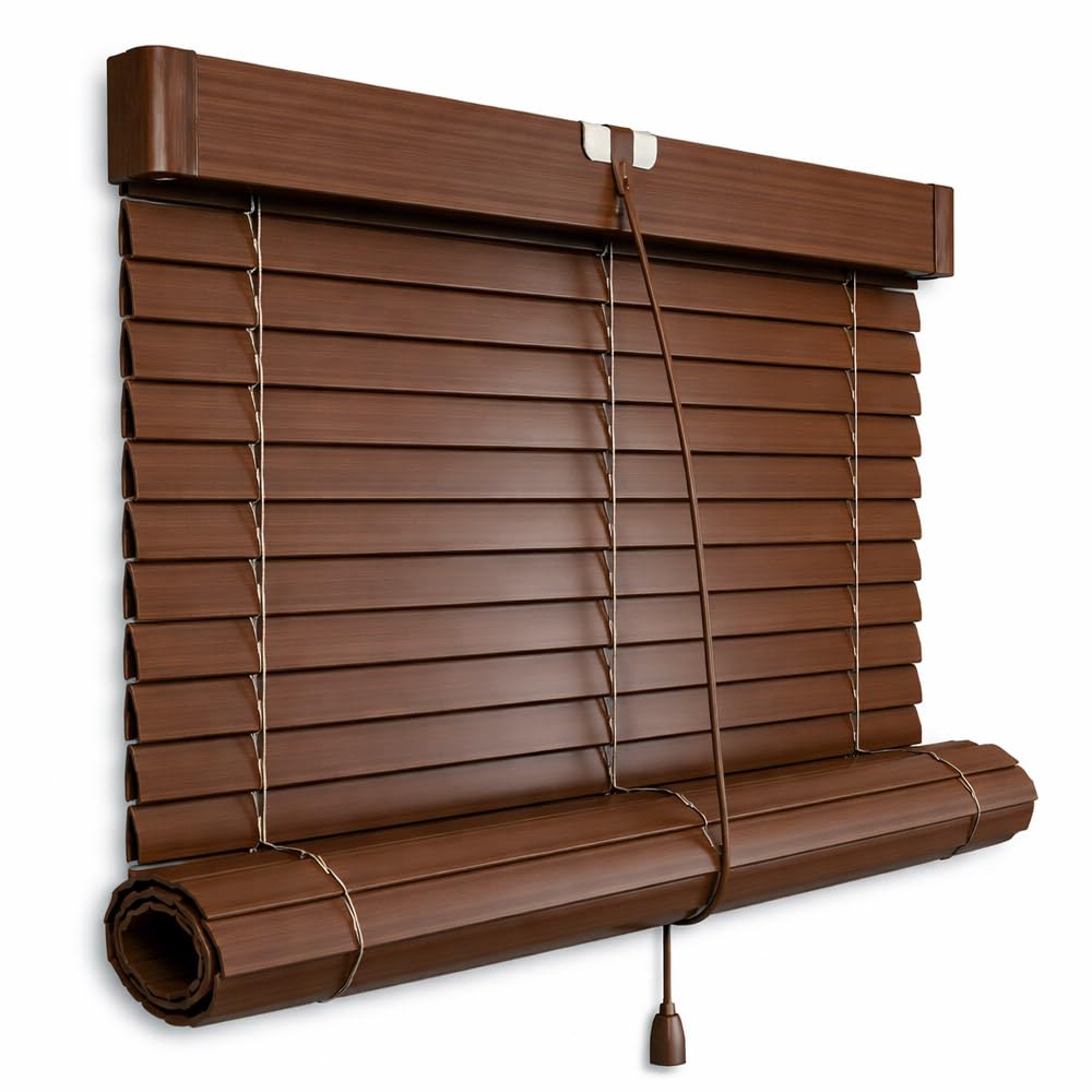 Persiana Alicantina enrolable Color Nogal de PVC a Medida | PERTONI TENDE (Ancho 80cm x 120cm Largo)