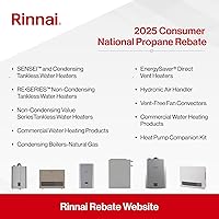 Rinnai RXP199iN Tankless Water Heater: 11.1 GPM, 199K BTU, Nat Gas/Propane, Indoor/Outdoor, Smart Recirc Pump