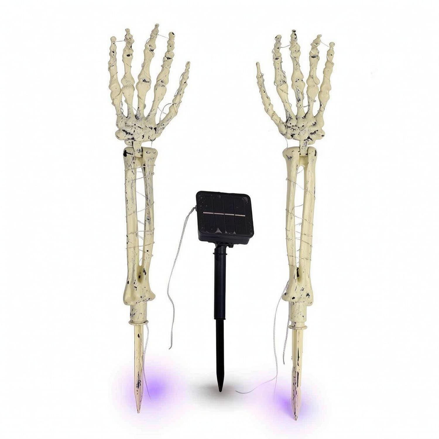 Spooky Skull Light with Ground Stake Outdoor Skeleton Hand Candle Stake Lights LED Skeleton Hand Light Glowing for Yard, Garden, Lawn, Ghost Hand Solar-image-4