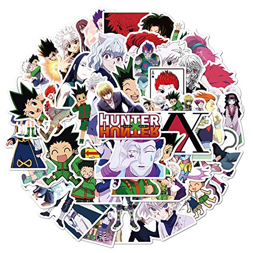 50pcs Japanese Hunter×Hunter Anime Stickers Waterproof Laptop Stickers Car Bicycle Suitcase Computer Water Bottle Mobile Phone Stickers Water Resistant Decals (HXH 1)