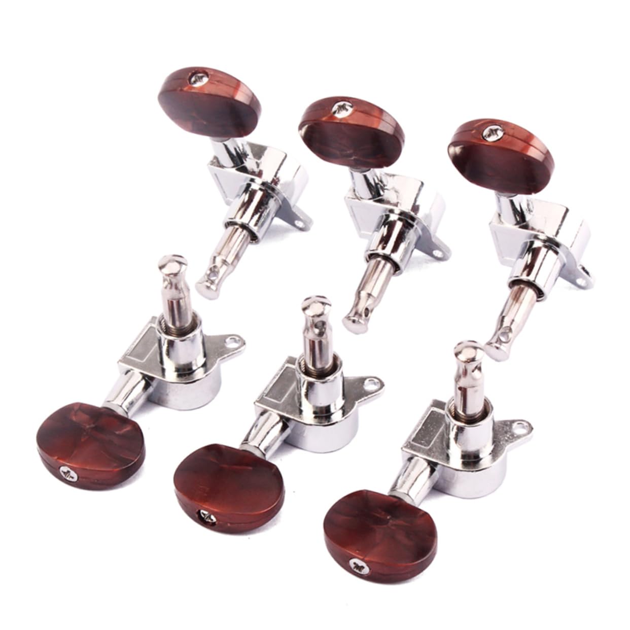 SHOWERORO 3stücke Enthaltenes Stimmmechanik Mit Tuning Pegs Kaffee-plastikknöpfen Für Akustik Gitarre Unterlegscheiben Und Schrauben