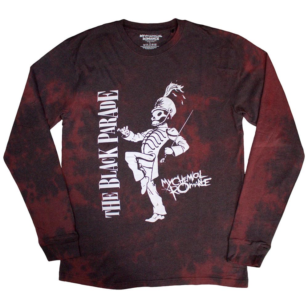 Rock Off Officially Licensed Products Men's My Chemical Romance Marching Stone Wash Long Sleeve Red, Red, Large