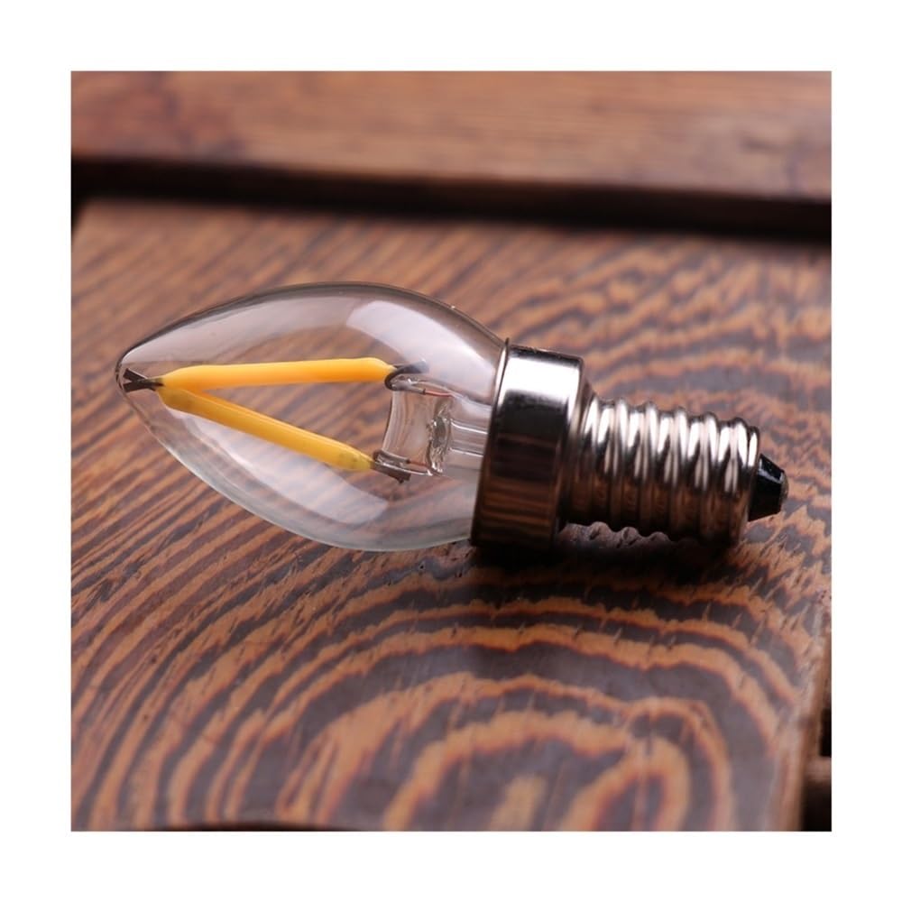 1fortunate lights, Paquete de 25/15, bombilla de filamento de vela Led AC220V C7 1W E14 Mini lámpara de luz nocturna lámpara de araña bombilla de cadena navideña(25PCS)