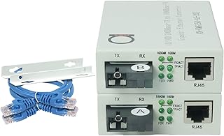 Single Mode SC WDM Single Fiber Bi-Di Gigabit Media Converter - Built-in Fiber Module 20km (12.42 Miles) – to UTP Cat5e Cat6 10 100 1000 RJ-45 – Auto Sensing Gigabit or Fast Ethernet Speed -1 Pair