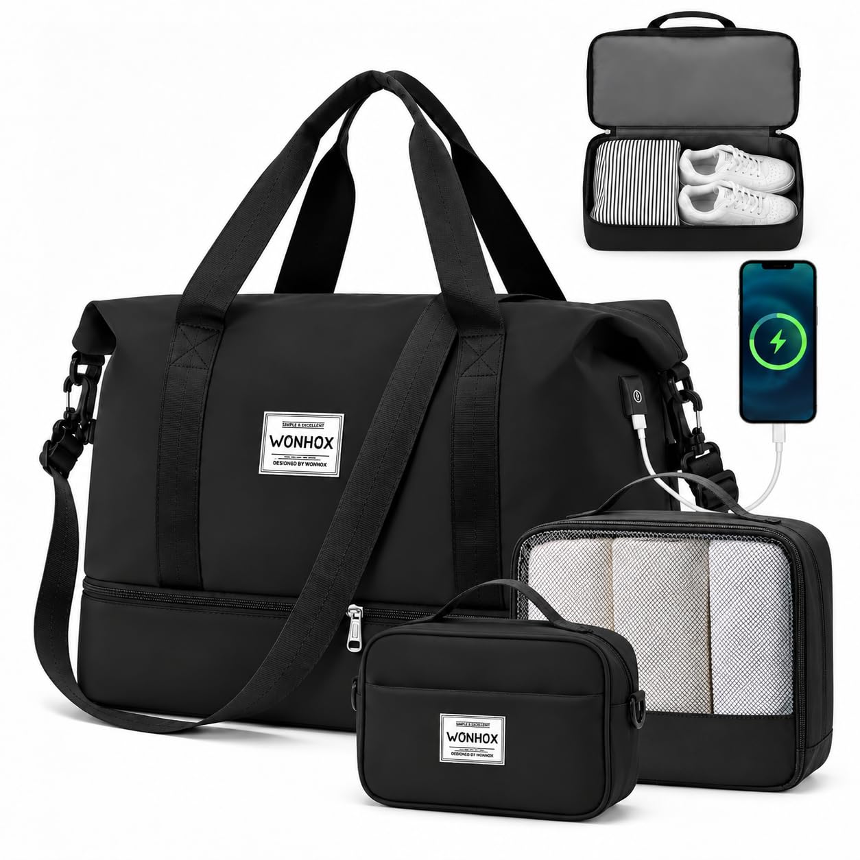 Weekender Bags for Women Travel Weekend Overnight Bag with Shoe Compartment