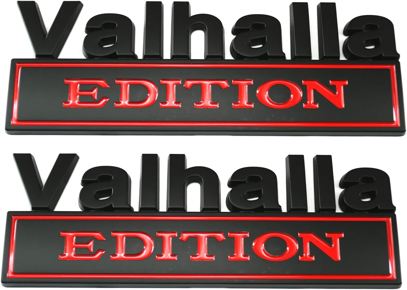 2pcs Big Size Vikings Valhalla Edition Auto Emblems Truck Badge 3D Car Bumper Sticker Valhalla Edition Emblem 3D Badges Decals Car Replacement, Viking Seasons (Black Red)