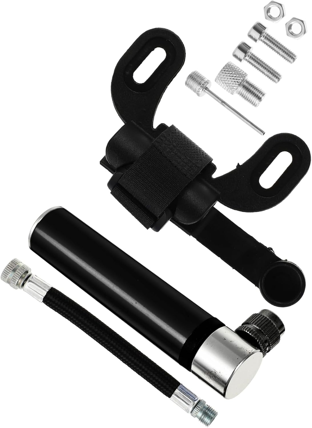 Portable Bike Pump Mini High Pressure Aluminum Alloy Black Set