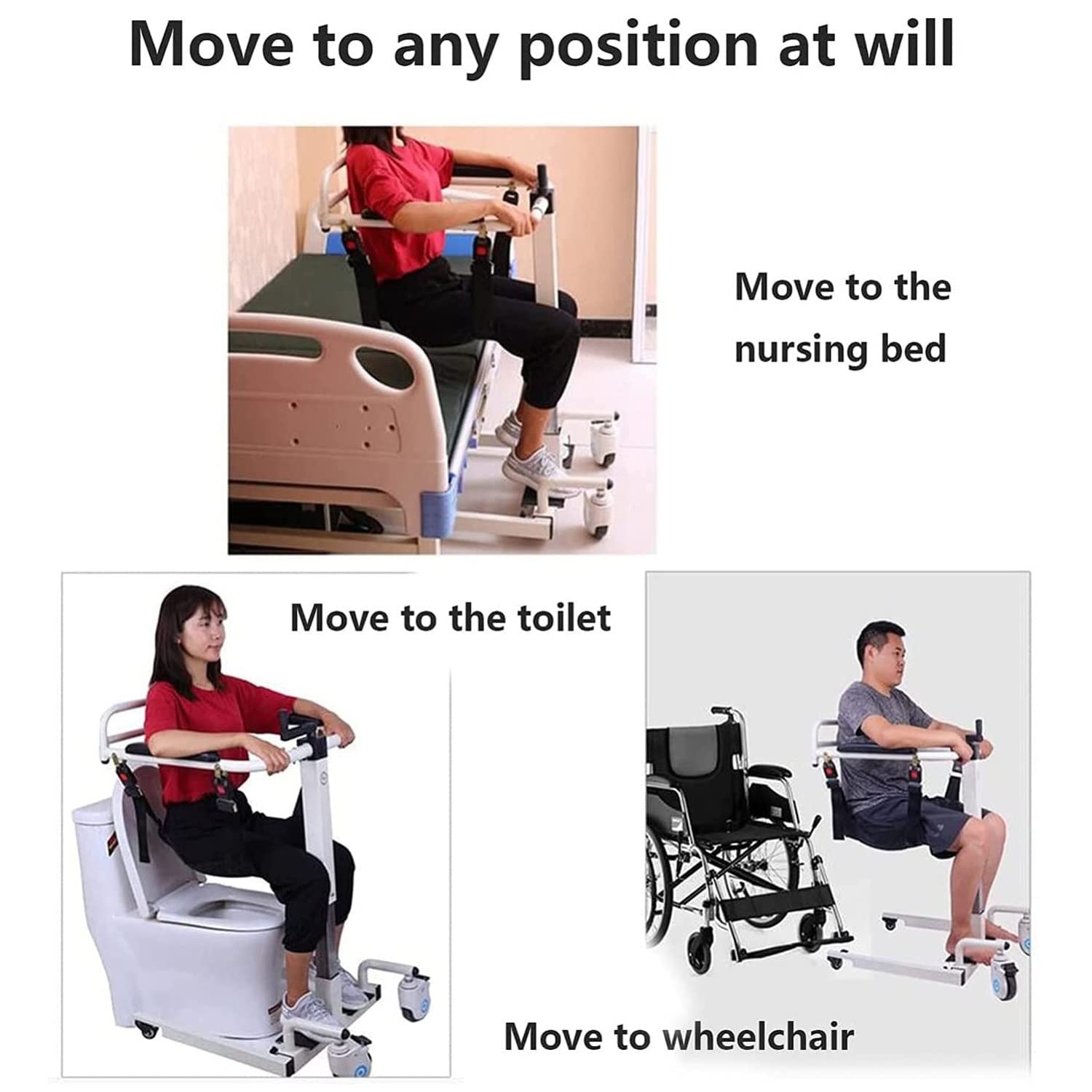 Elevador, Grúa para Elevación y Traslado de Pacientes, Silla de Transporte para Minusválidos y Ancianos, de Tránsito, Cojín para Inodoro, Ortopédica, Reposapiés, Reposabrazos (Size : B)