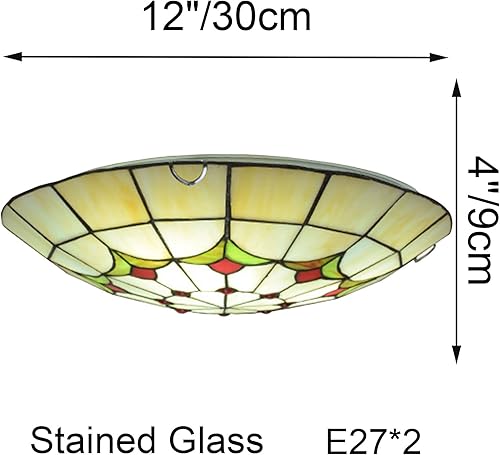 Miniatura 7 de Tiffany - Lámpara de techo con vitrales empotrados, hecha a mano, diseño floral, Victoria decorativa Chandelie para comedor, sala de estar,