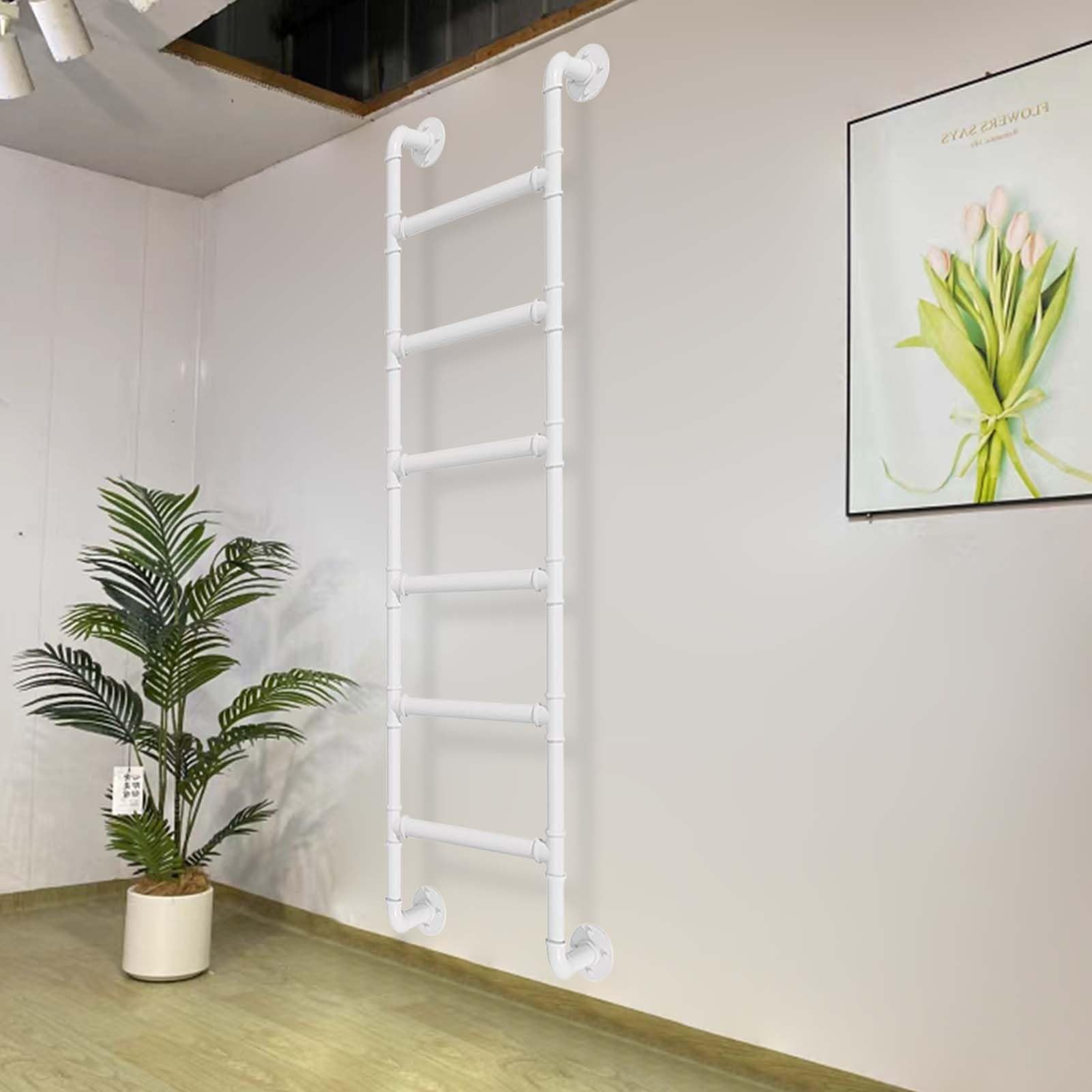 Échelle murale en métal blanc sur mesure de 100 à 300 cm pour accès grenier