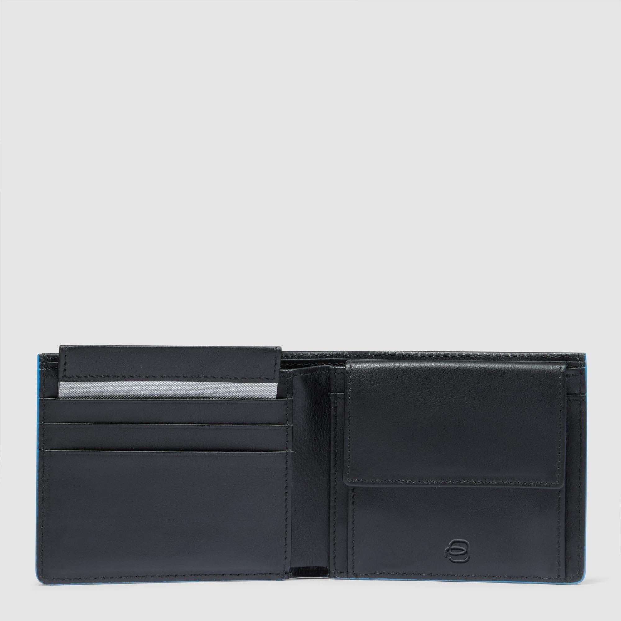 PIQUADRO - Portafoglio Uomo RFID Porta Monete in Pelle - Uomo - Nero | Protezione antifrode, Alloggio carte, Vani organizzati, Uso quotidiano