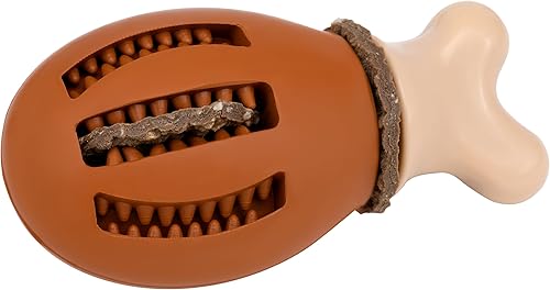 PetSafe Busy Buddy Chompin' - Juguetes de pollo para perros, juguete masticable con anillo de golosinas, goma sin BPA, perfumado de pollo,