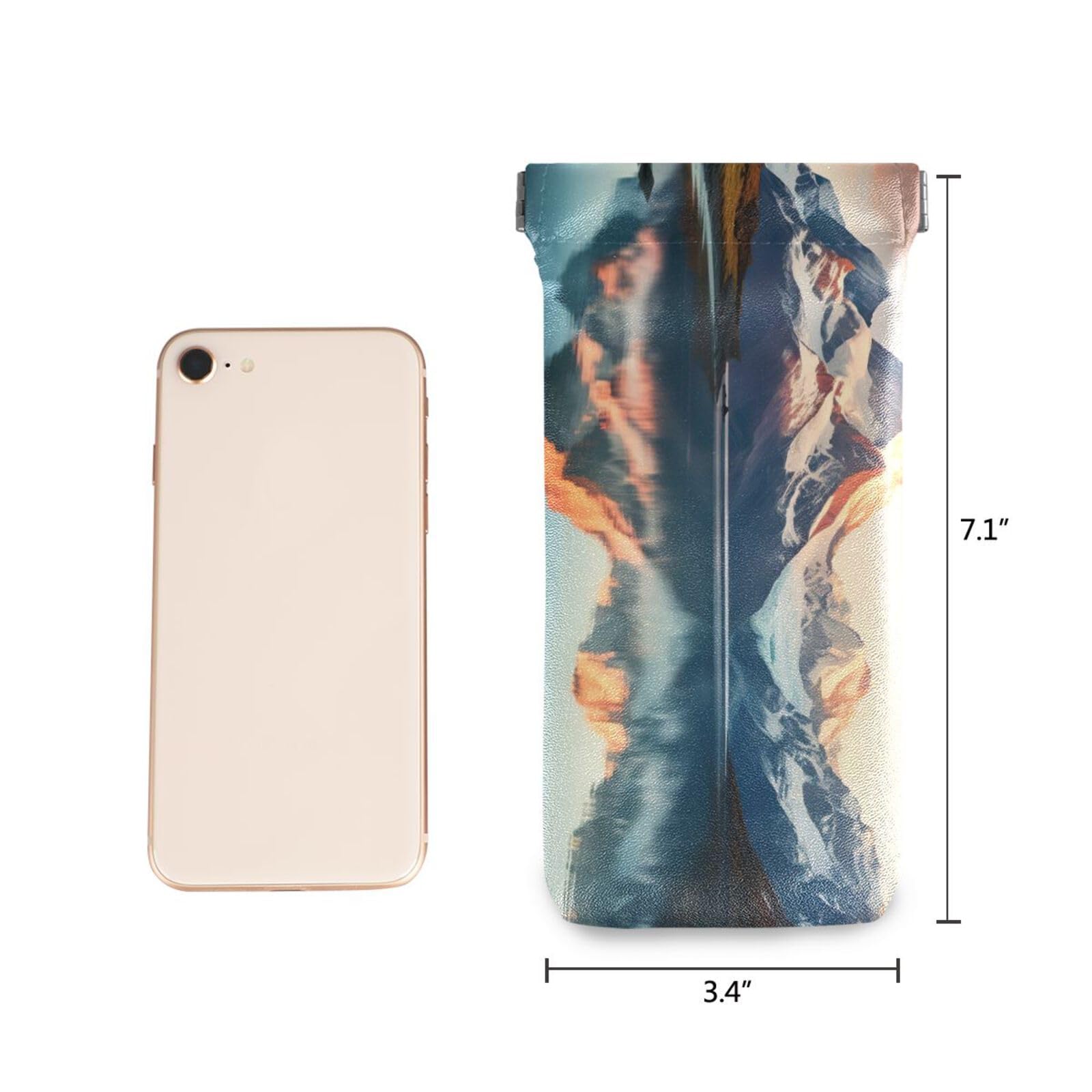 FLildon Great Mountains River Eyeglasses Pouch Squeeze Top Sunglasses Case Soft PU Leather Eyeglass Bag for Men Women