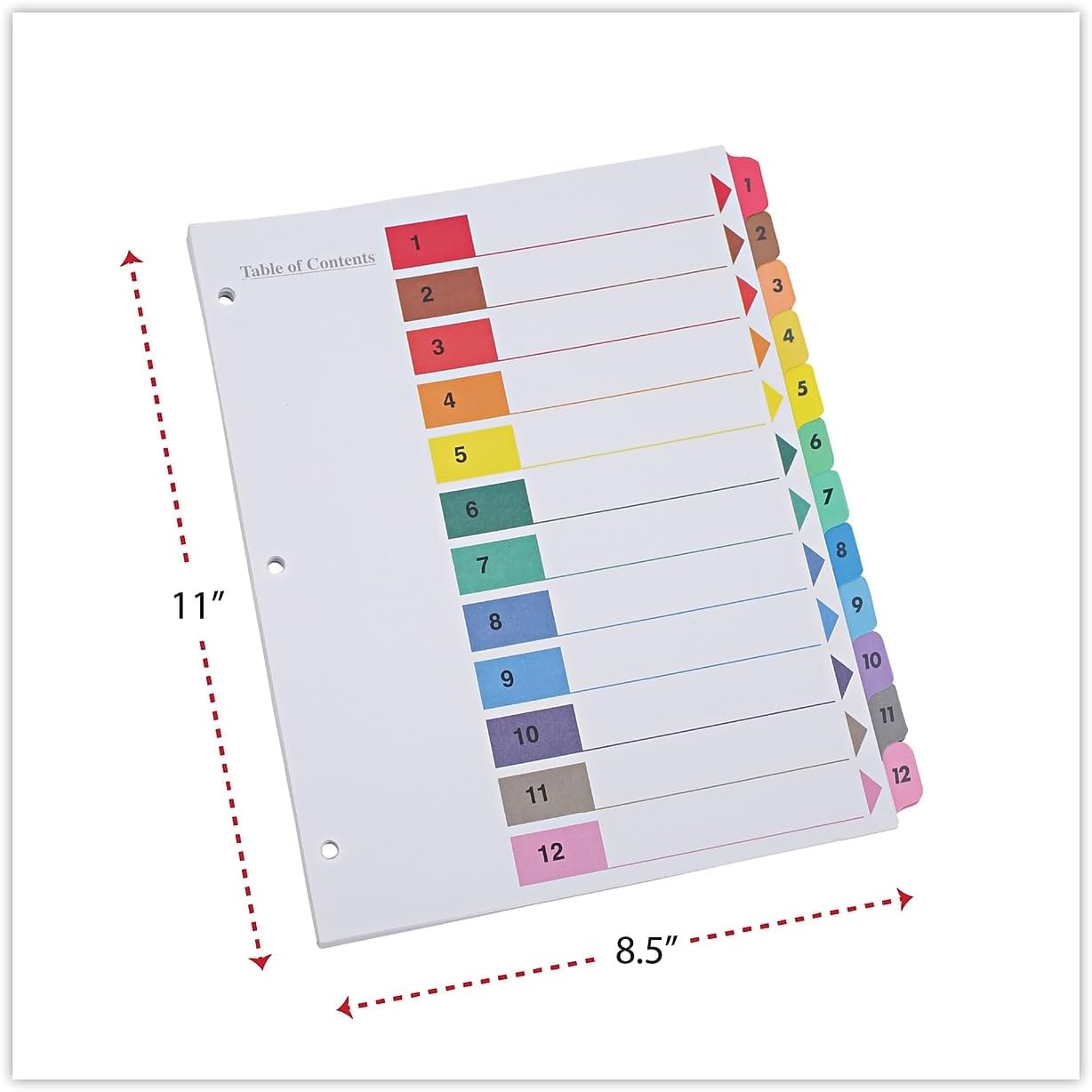 Universal Deluxe Table of Contents Dividers for Printers, 12-Tab, 1 to 12; Table of Contents, 11 X 8.5, White, 6 Sets