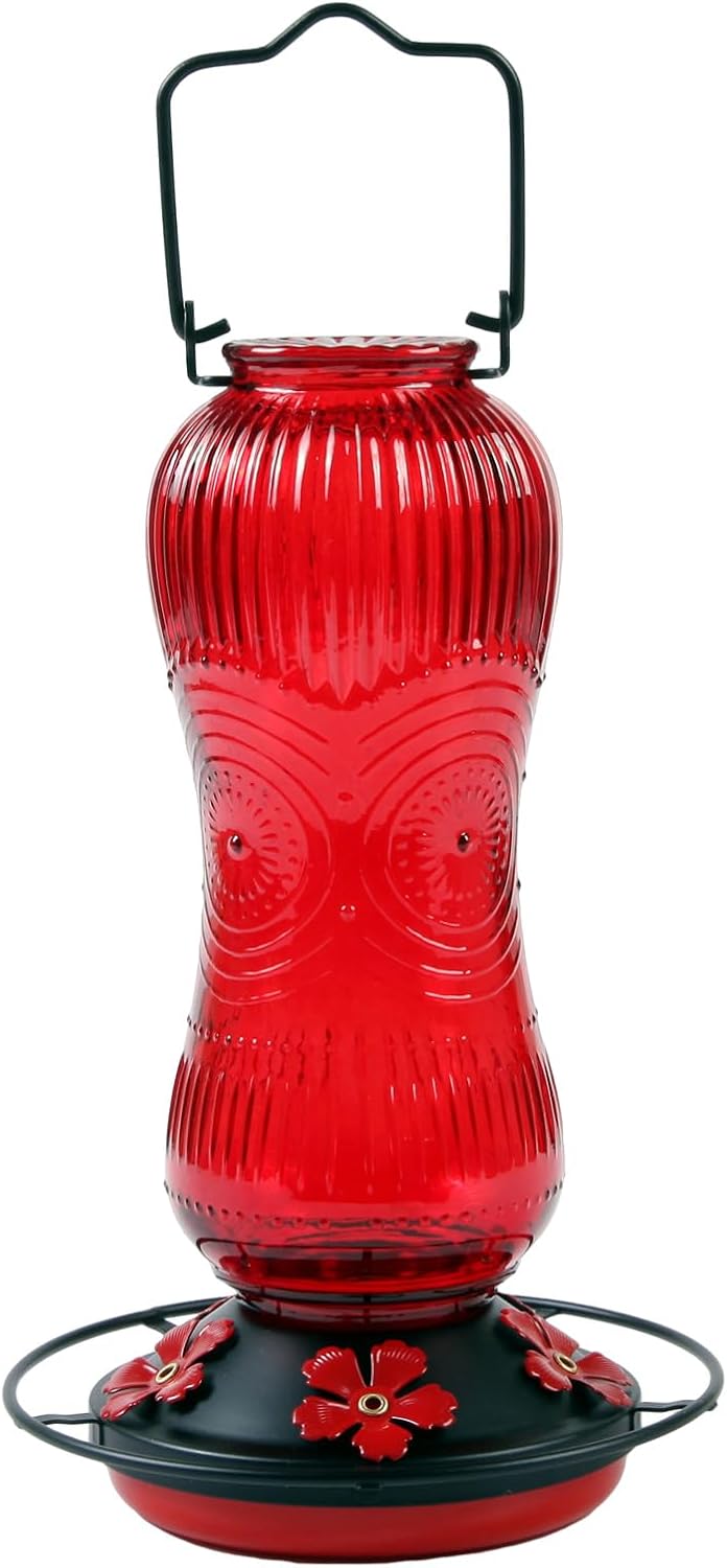 Glass Hummingbird Feeder 26floz Outdoor Hanging Dispenser with Wide Neck for Effortless Refilling & Birdwatching Weather Hummingbird Feeder