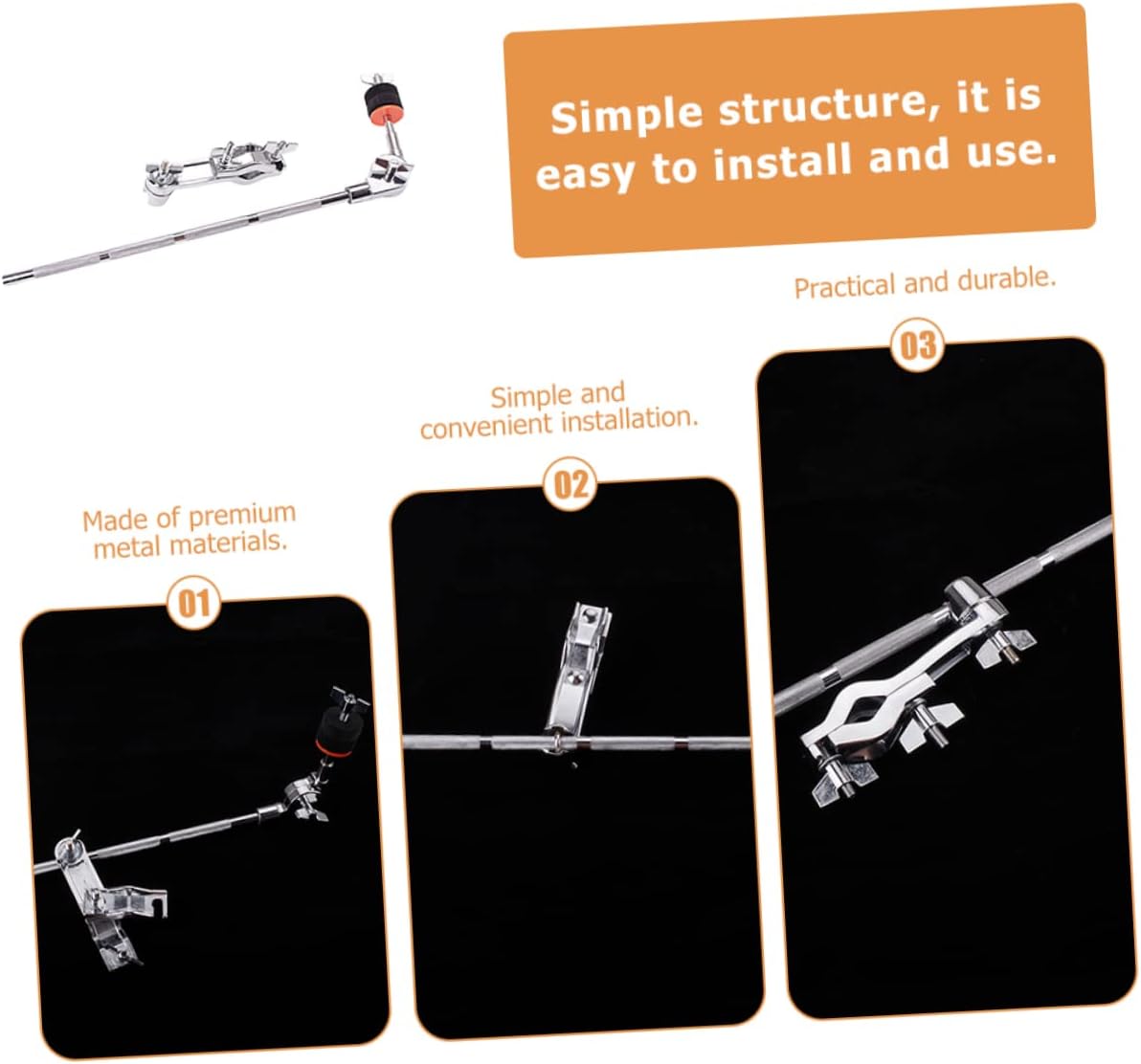 1set Adjustable Drum Cymbal Clamp Boom Arm Versatile Drum Extension for Enhanced Performance and Easy Installation