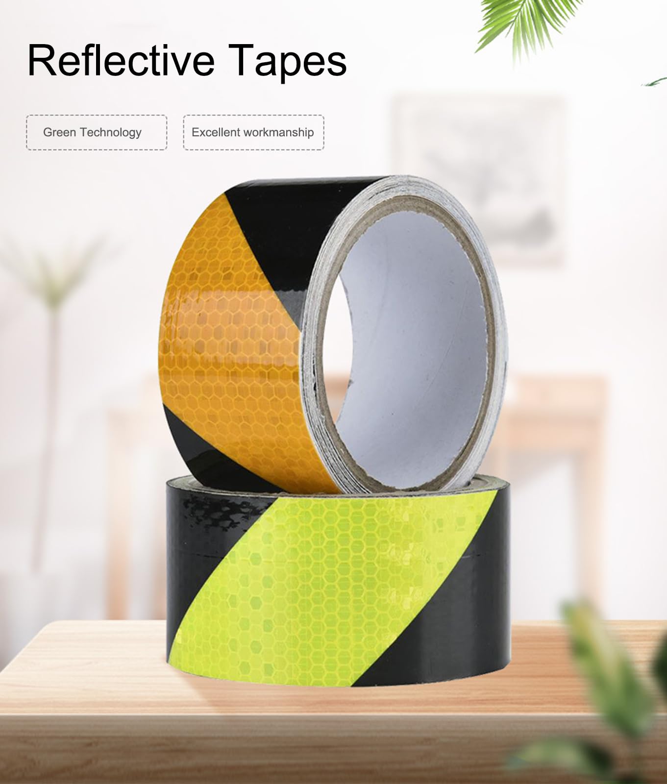 eallen Cinta Reflectante Adhesiva - 5Cm X 45.7M Bicolor Cinta De Advertencia Reflectante De Sarga, Alta Intensidad Pegatina Autoadhesivo Seguridad Advertencia,Green Black