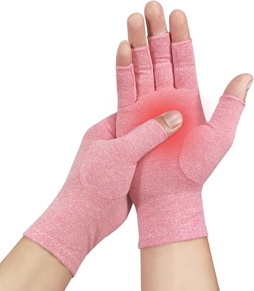 Donfri 1 Pair Arthritis Gloves for Women Men for Pain,Compression Gloves Fingerless Gloves Hand Pain Relief Raynauds Typing Gaming (Pink,M)