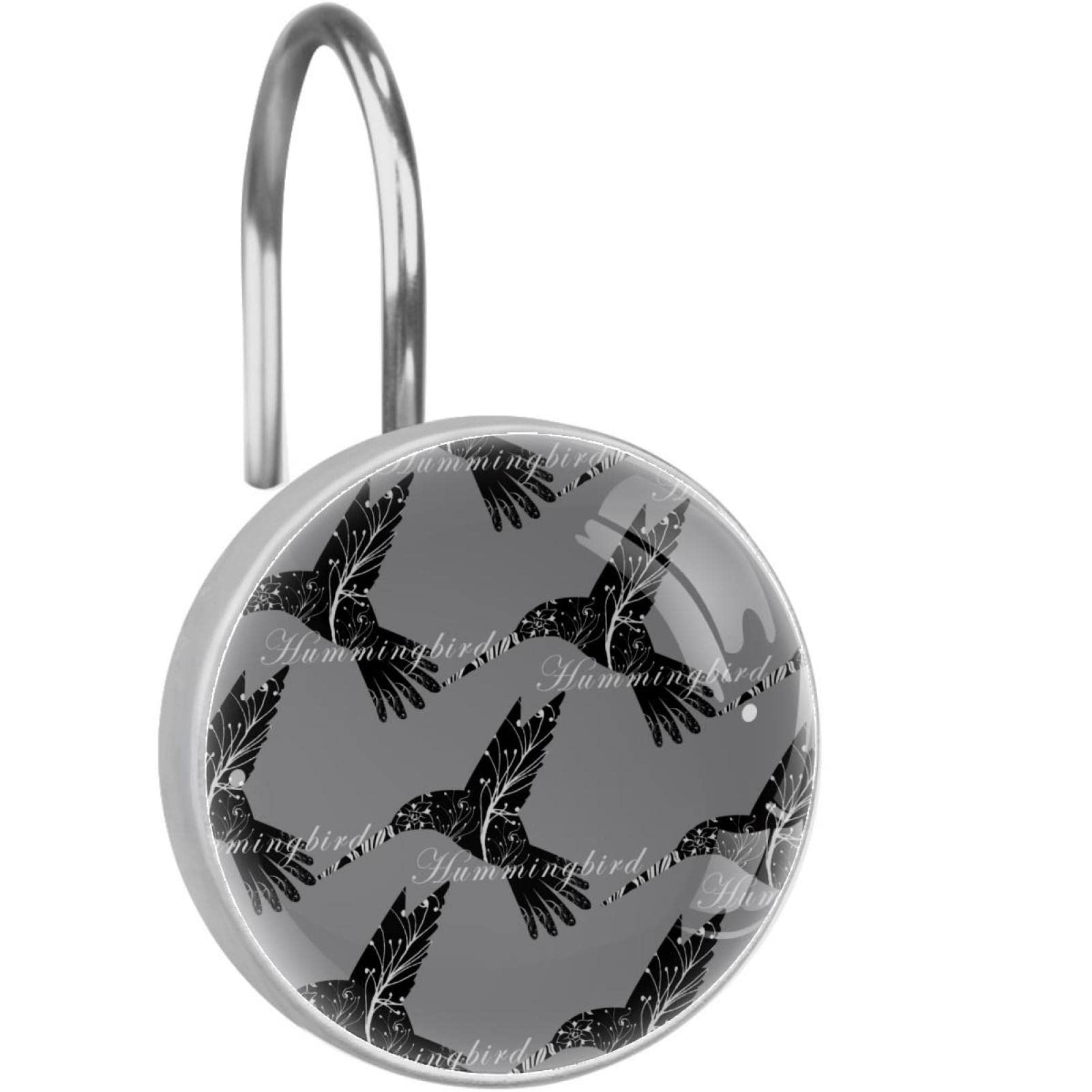 Anneaux de rideau de douche colibri anti-rouille incassables en acier inoxydable pour tringle de bain