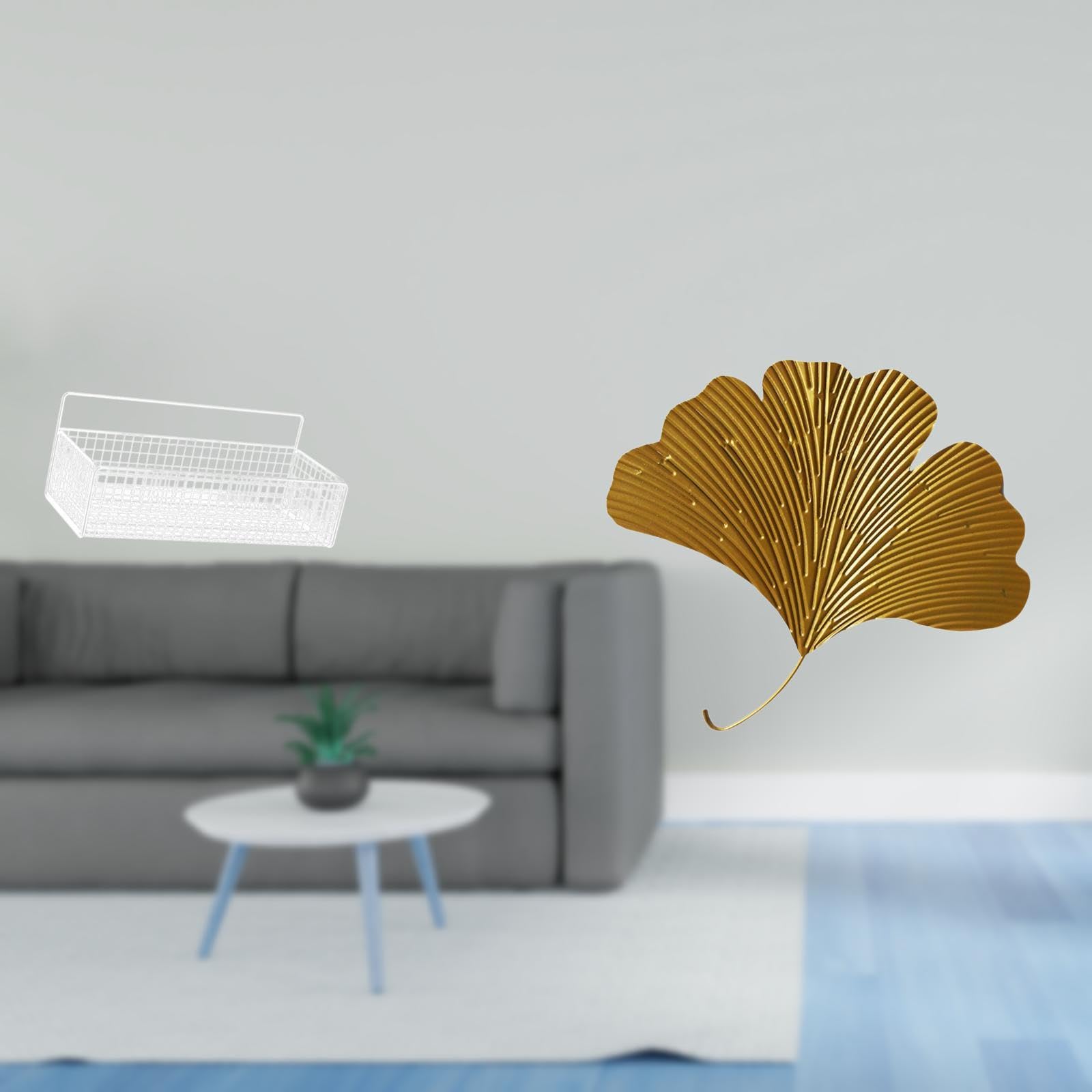 Enakshi®Wrought Iron Ginkgo Leaves Wall DécorAbstract Sculpture for Living Room Office Hotel Dining Room Restaurant Farmhouse Wall Mounted Art-image-6