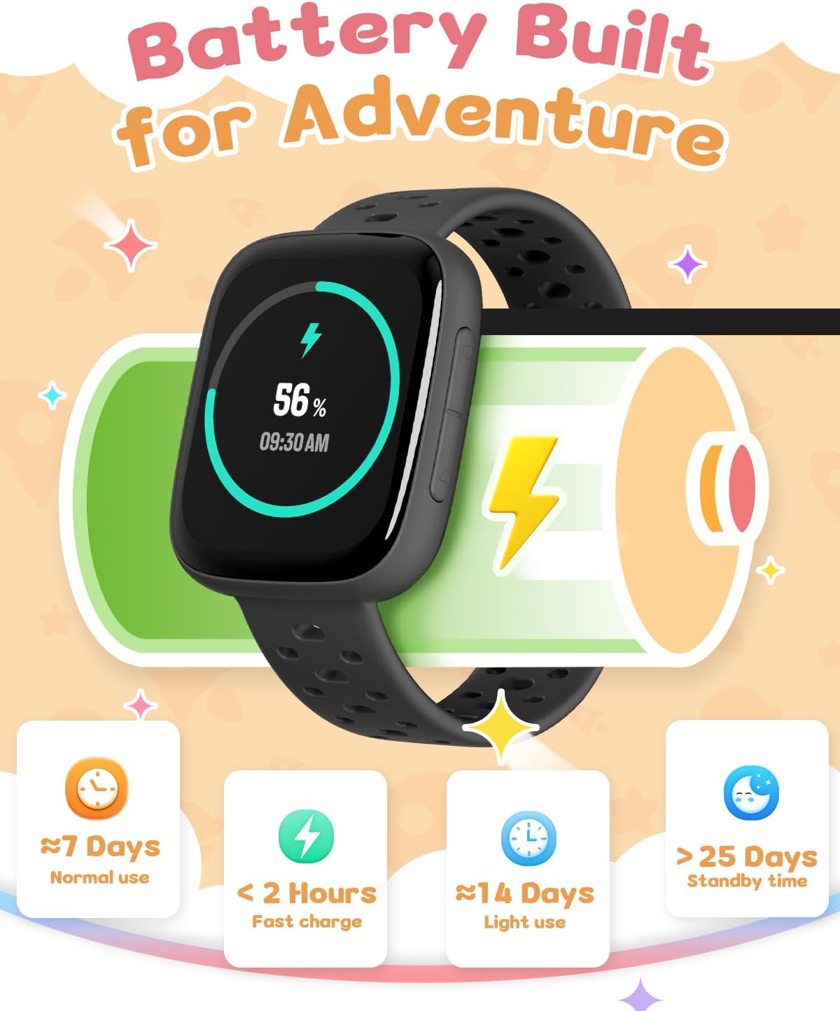 Smart Watch for Kids No Phone No APP Needed, 1.83" AMOLED Screen Fitness Tracker Watch with Pedometer, Kids Smart Watch with Heart Rate/Sleep Monitor, IP68 Waterproof for Boys Girls 5-12