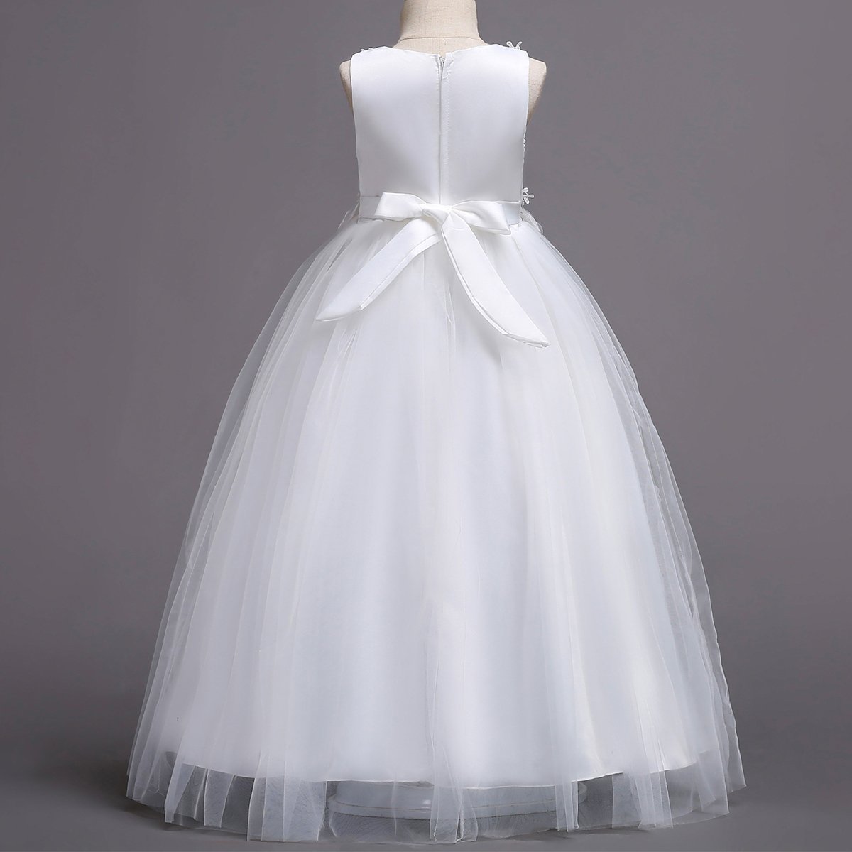 IWEMEK Mädchen Kinder Tüll Blume Kleider Blumenmädchenkleider Hochzeitskleid Brautjungfern Kleid Prinzessin Hochzeit Abendkleid Geburtstag Langes Festzug Cocktailkleid Ballkleid