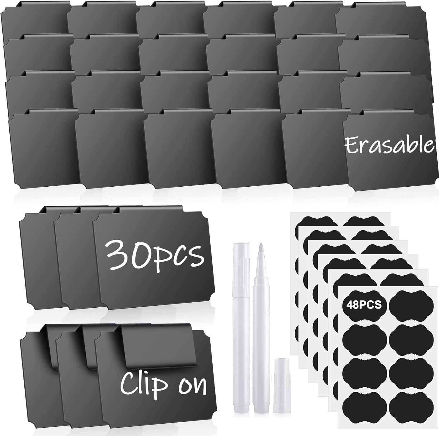 30Pcs Basket Labels Clip On, Erasable Bin Basket Labels
