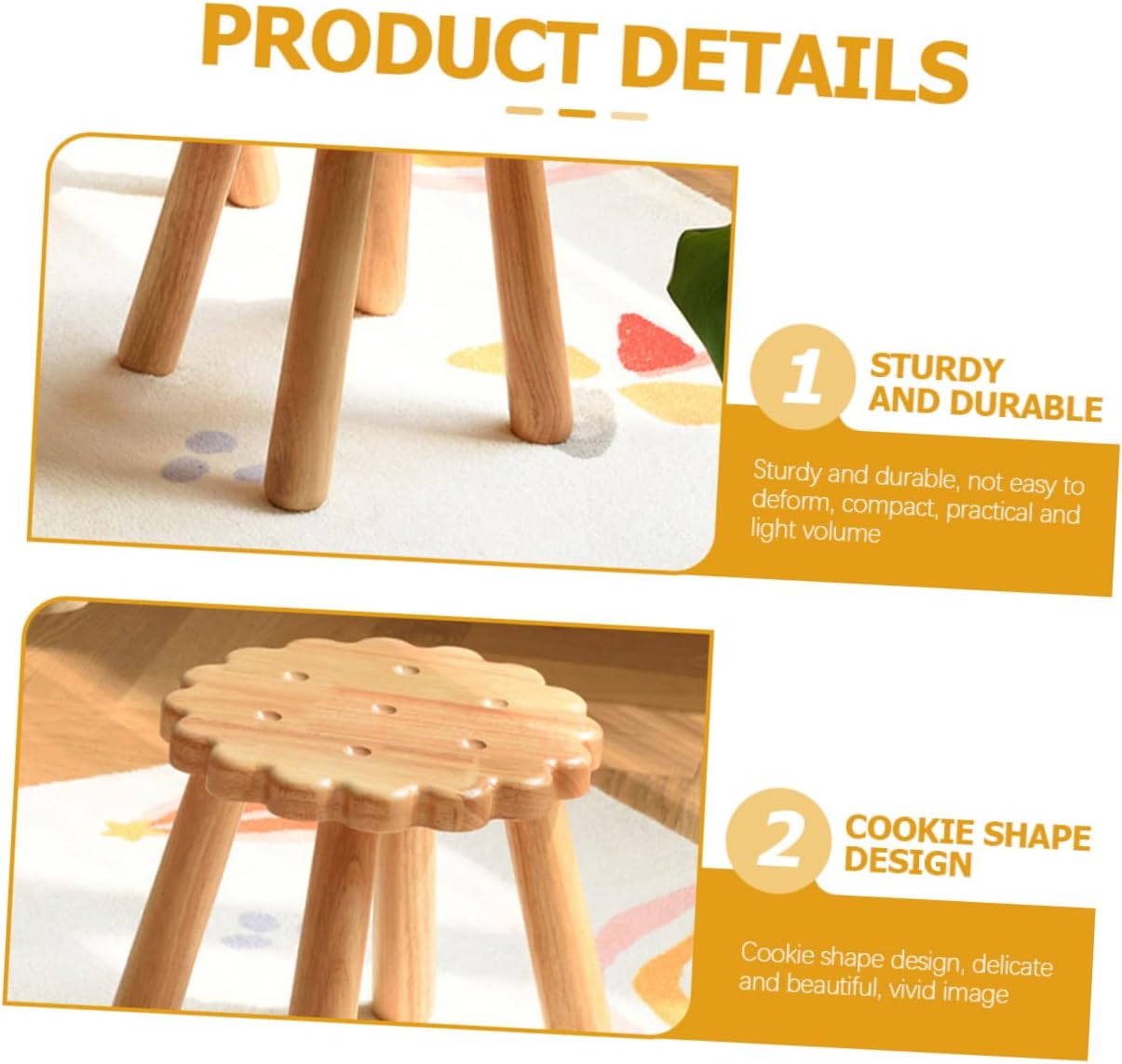Wooden Stool Living Room Footstool Boys and Girls Toy Shoe Changing Stool Elegant Craft Easy to Cle
