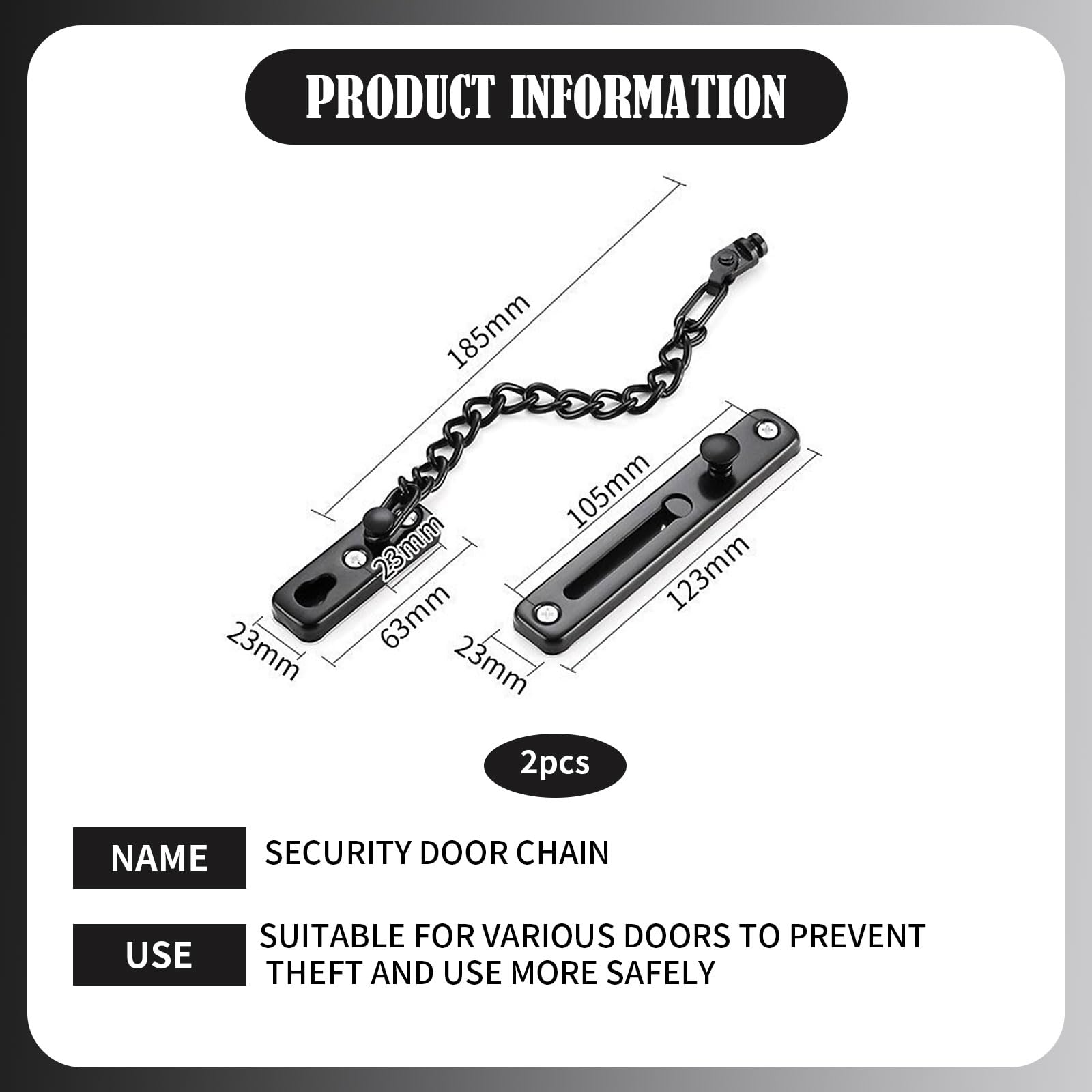 Catenella Di Sicurezza Per Porte - Doppio Set Antifurto Con Viti - Foto 6