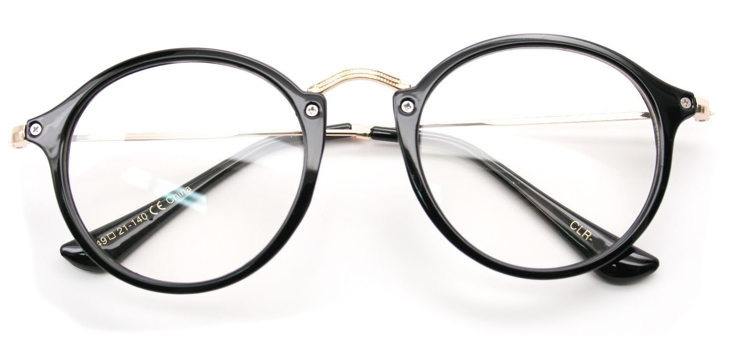 Vintage Inspired Metal Bridge Round Oval Clear Lens Eye Glasses