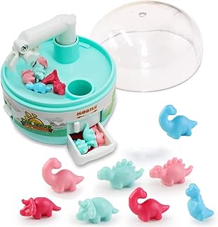 FLKENNEL Mini Claw Machine for Kids, Dinosaur Prize Dispenser Vending Arcade Claw Machine Game with 8 Tiny Dinosaur for 3+ Year Old Boys & Girls Girls Christmas Birthday Gifts Party Favour Party