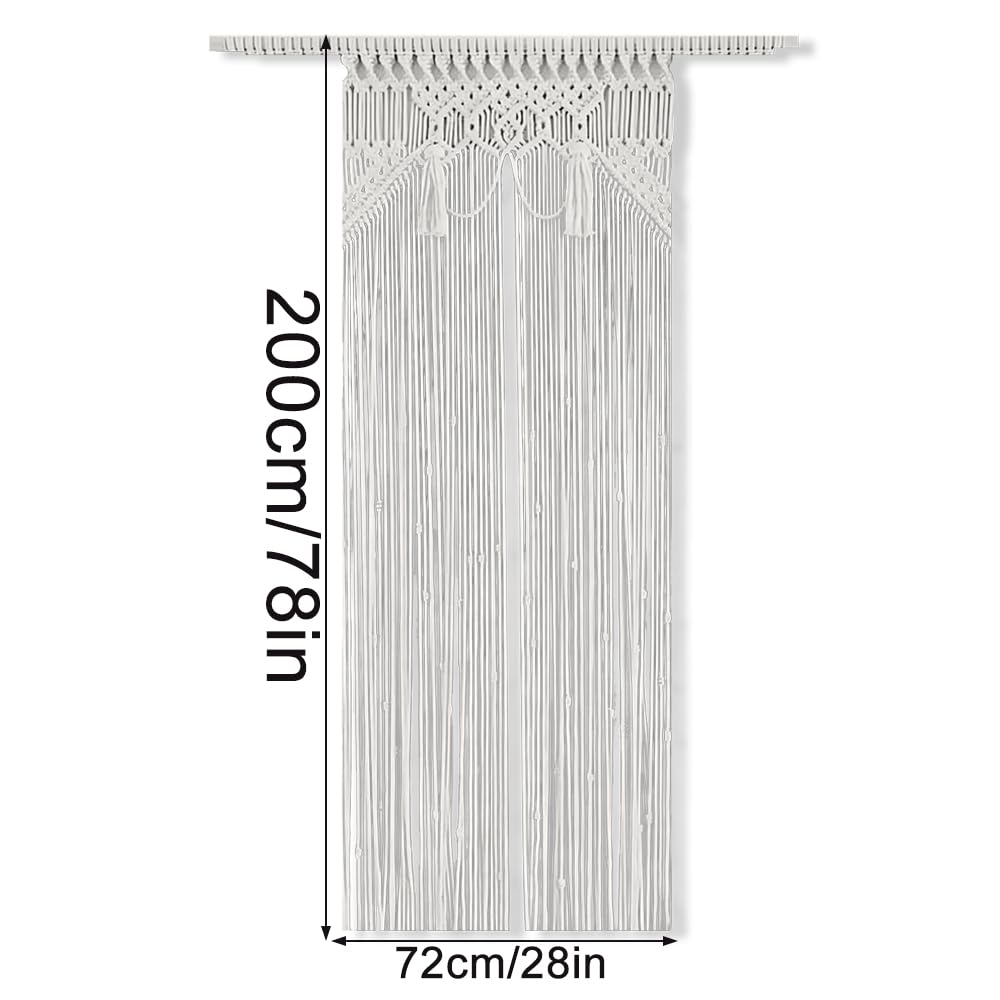 Rideau de porte en macramé fait à la main - 72 x 190 cm - Style bohème - Décoration de fenêtre - Chambre à coucher - Tenture murale pour maison - Rideaux de fenêtre - Mariage - Beige