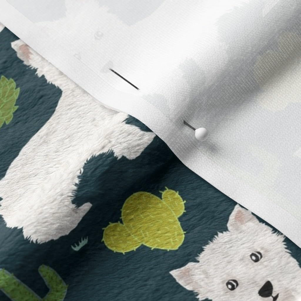 Spoonflower Fabric - Westie Cactus Cute West Highland Terriers Dog Westies Dogs Terrier Printed on Minky Fabric by The Yard - Sewing Baby Blankets Quilt Backing Plush