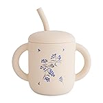 mushie 100% Silicone Training Cup & Straw for Toddlers | 6 Months+ (Lilac Flowers)