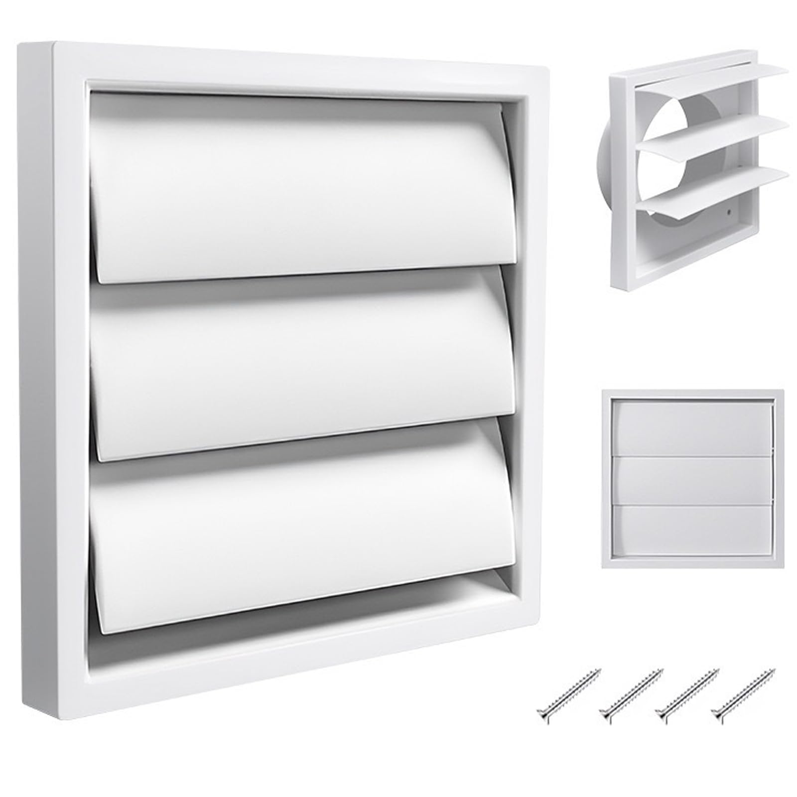 Air Vent Covers for Walls,Waoferfio 100mm External Gravity Grille Vent with Flyscreen for Tumble Dryer Vent Kit, Extractor Fan Vent Cover, Kitchen, Bathroom, Garage (140x140mm) (White)