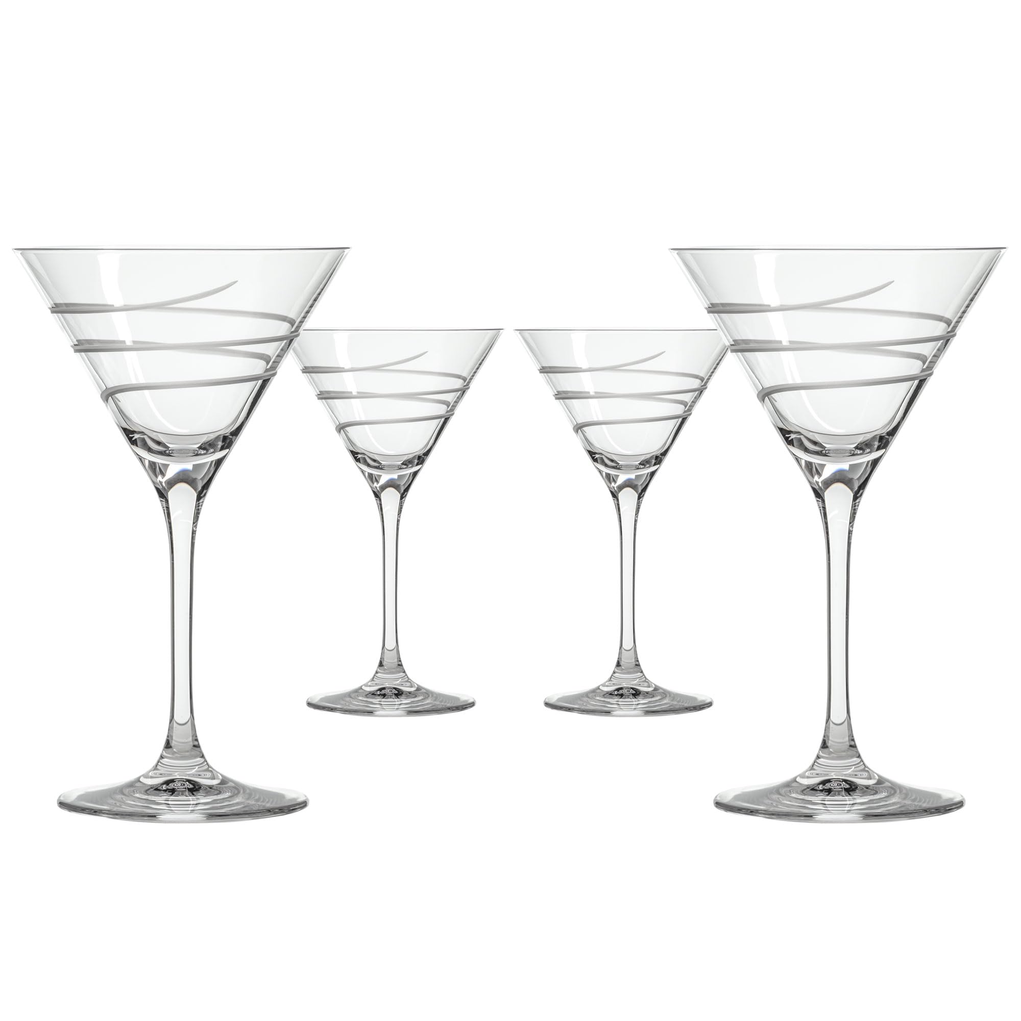 Rolf Glass Twist Martini Cocktail Glass | Set of 4 10oz Glasses | Lead-Free Glass | Engraved Martini Glasses | Proudly Made in the USA