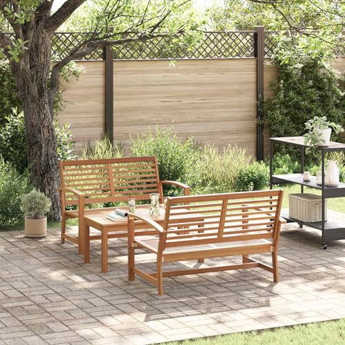 Lumanois Ensemble de canapé de Jardin 3 pcs Naturel Bois de Teck Massif Salons de Jardin Marron,3356855