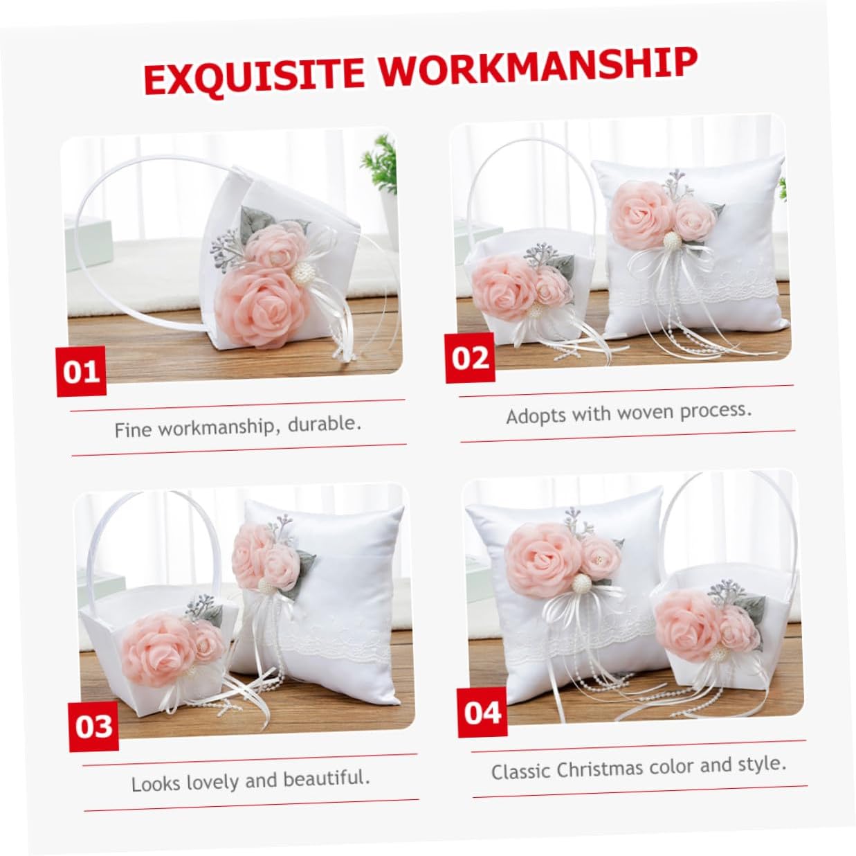 Wedding Basket Handheld Flower Basket for Bride with Fabric Lining for Wedding Party Ceremony Supplies