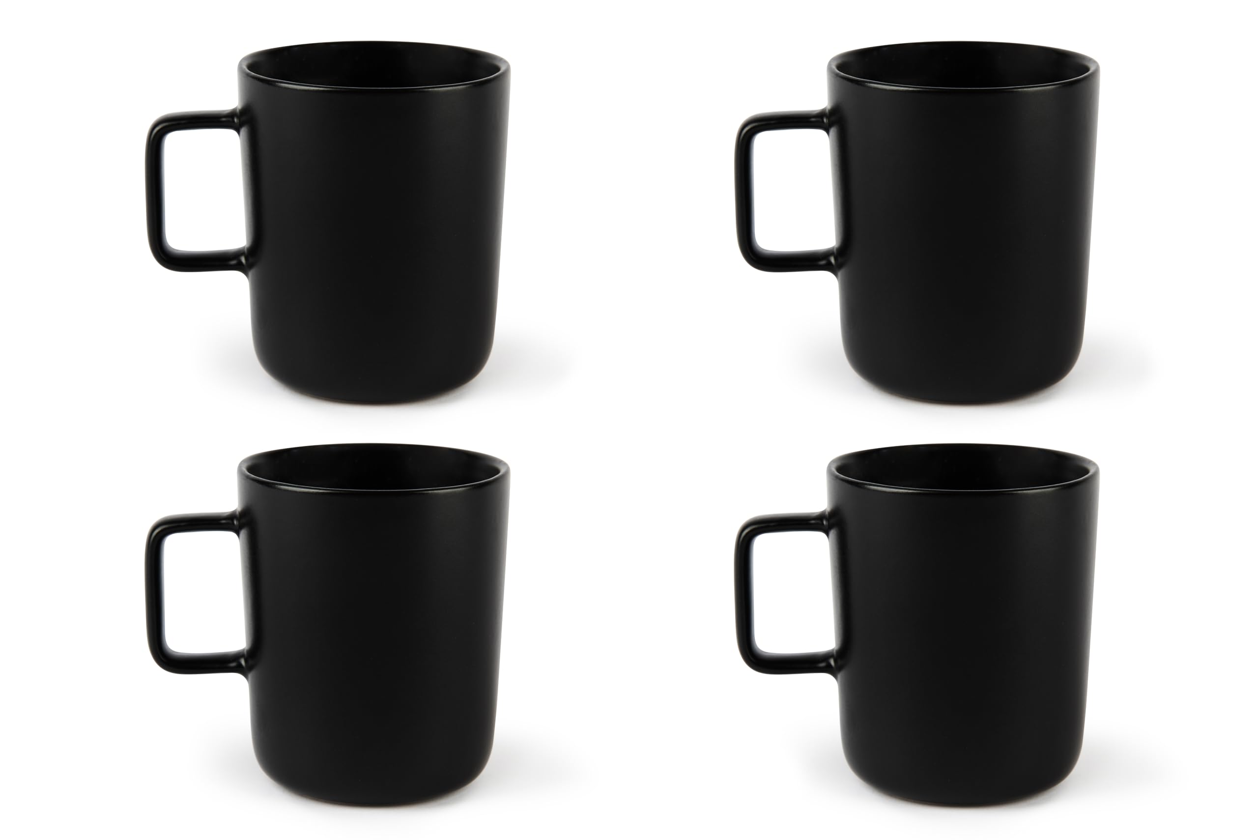Excelsa Nordic Set of 4 Black Stoneware Ceramic Mugs, Capacity 320 ml