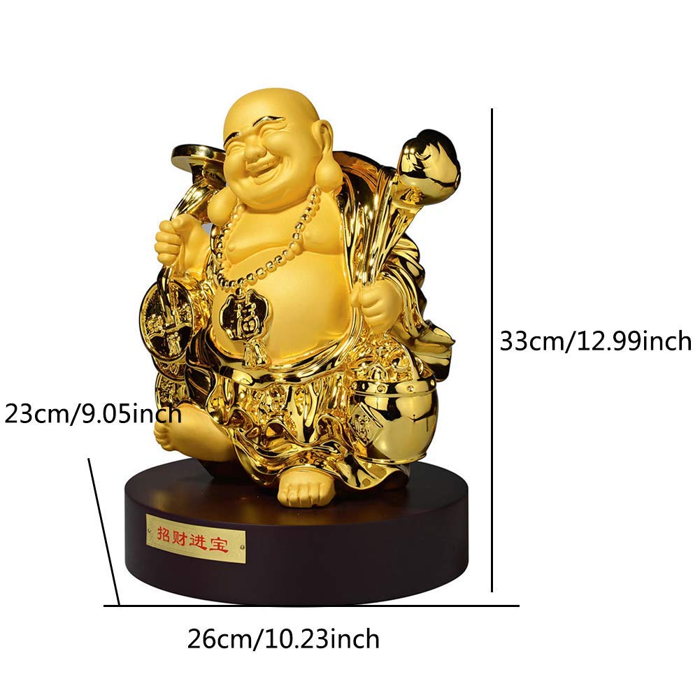 Amazon｜幸運の幸福の装飾のための彫刻風水仏像、笑う仏像の彫刻、富の