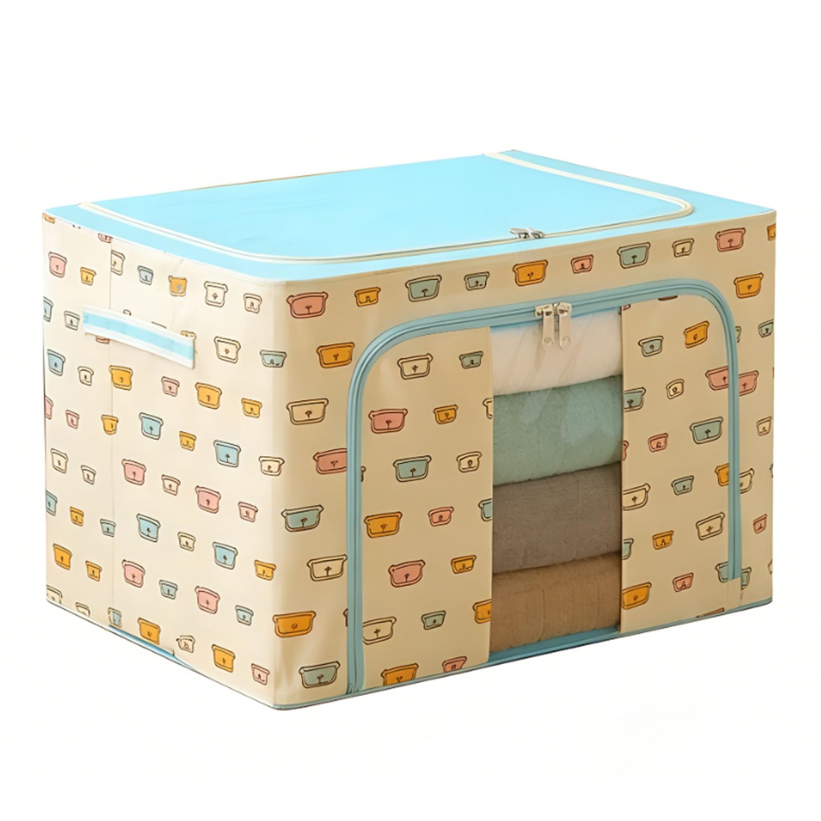 SIXRUN Cestino Portaoggetti Pieghevole per Abiti, Organizer per Armadio in Tessuto con Coperchio, Contenitore per Armadi 50x40x33 Cm per Guardaroba della Camera da Letto, Design Lavabile, Chiusura