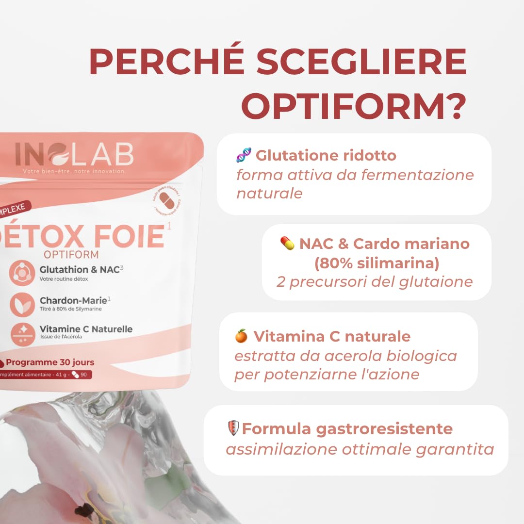 GLUTATIONE gastroresistente + NAC + Cardo Mariano + Acerola | Immunità Antiossidante Anti-invecchiamento | INOLAB Laboratorio